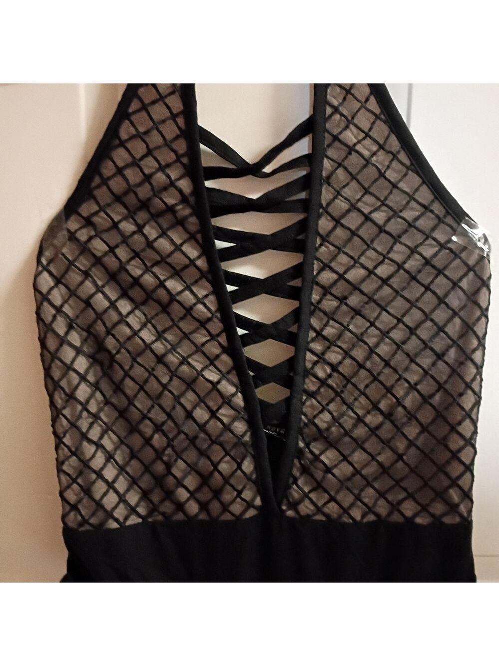 2/$10 Vintage Fashion Nova Black And Beige Bodysuit Medium - Picture 4 of 12